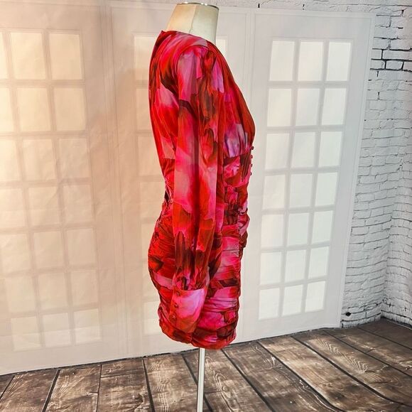 RUNAWAY NWT long sleeve ruched skirt LITSA DRESS PINK size xs or 2 - Picture 7 of 14